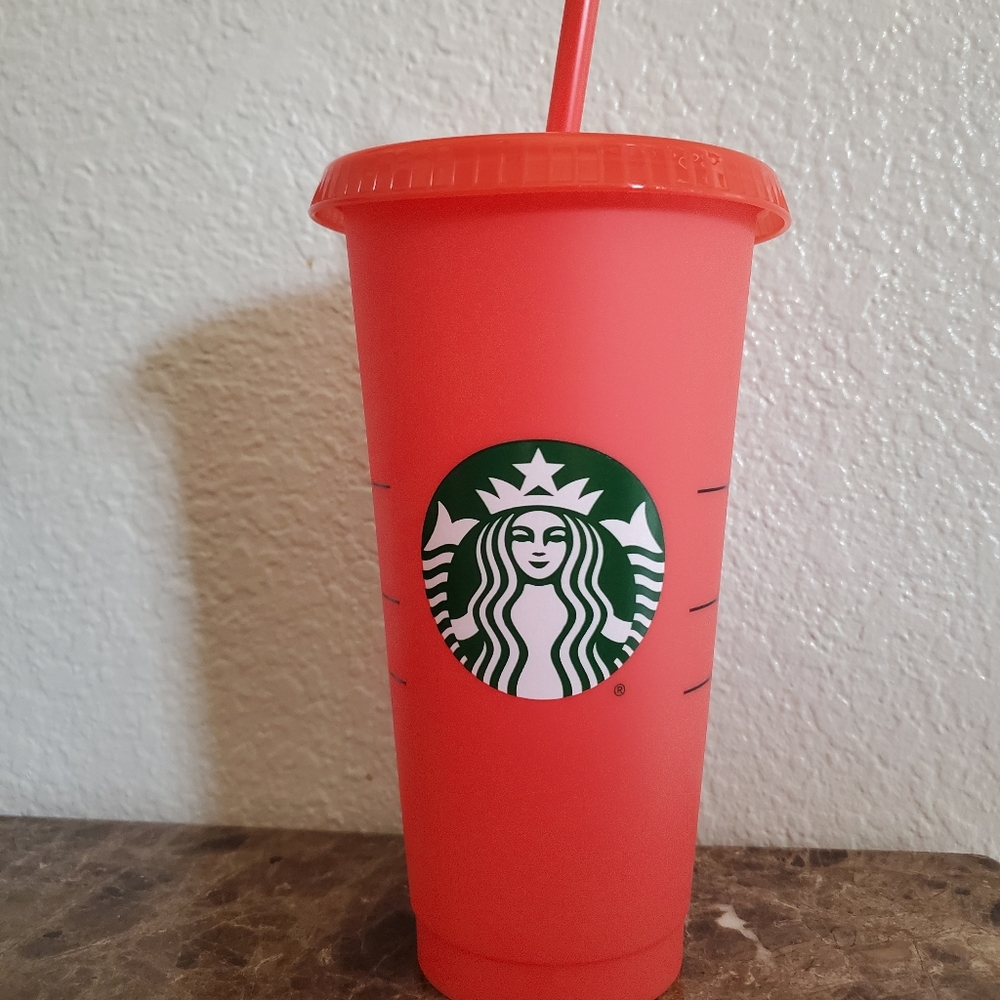Red color changeing starbucks cold cup